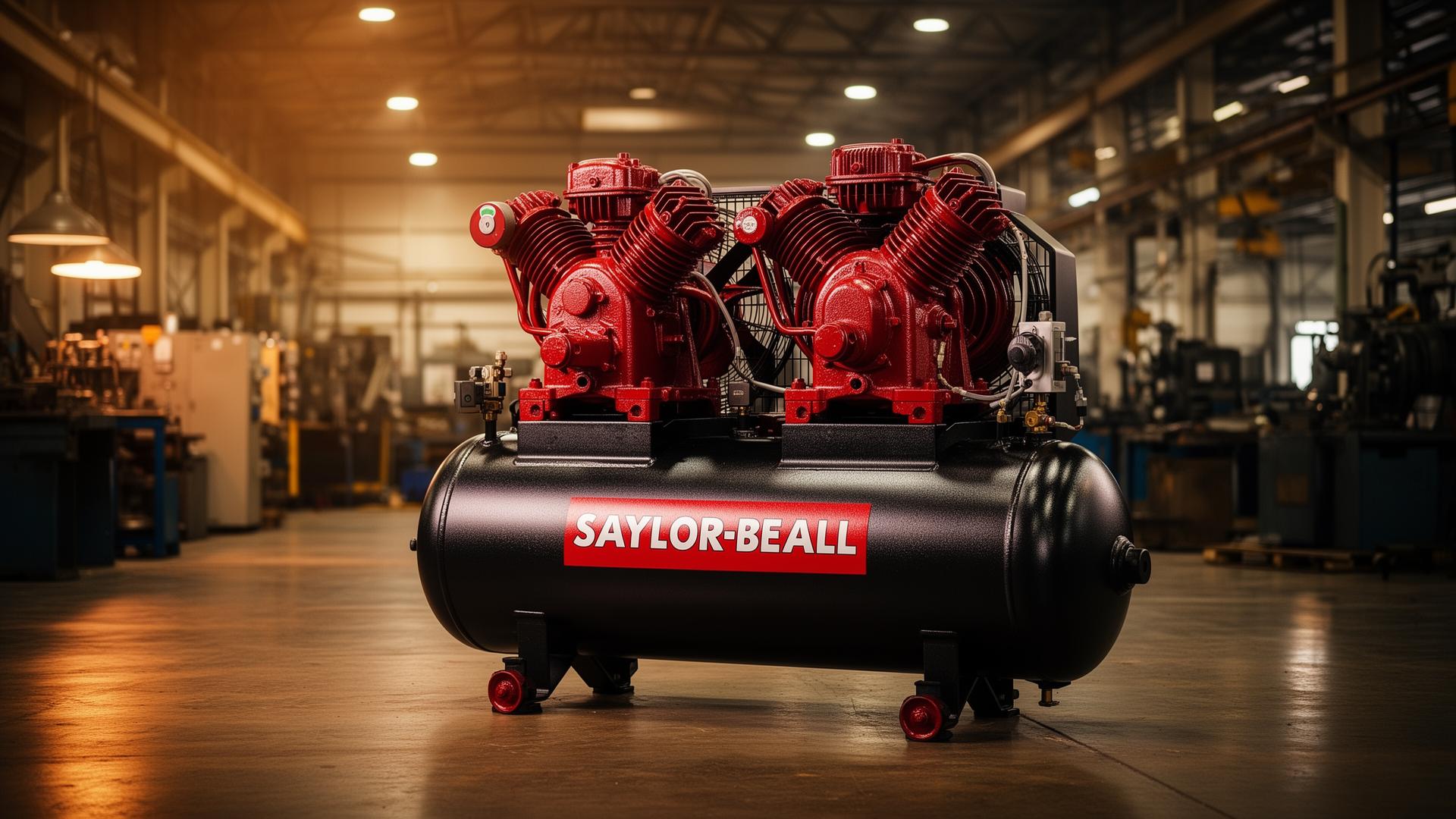 Saylor-Beall two-stage industrial air compressor in a manufacturing facility